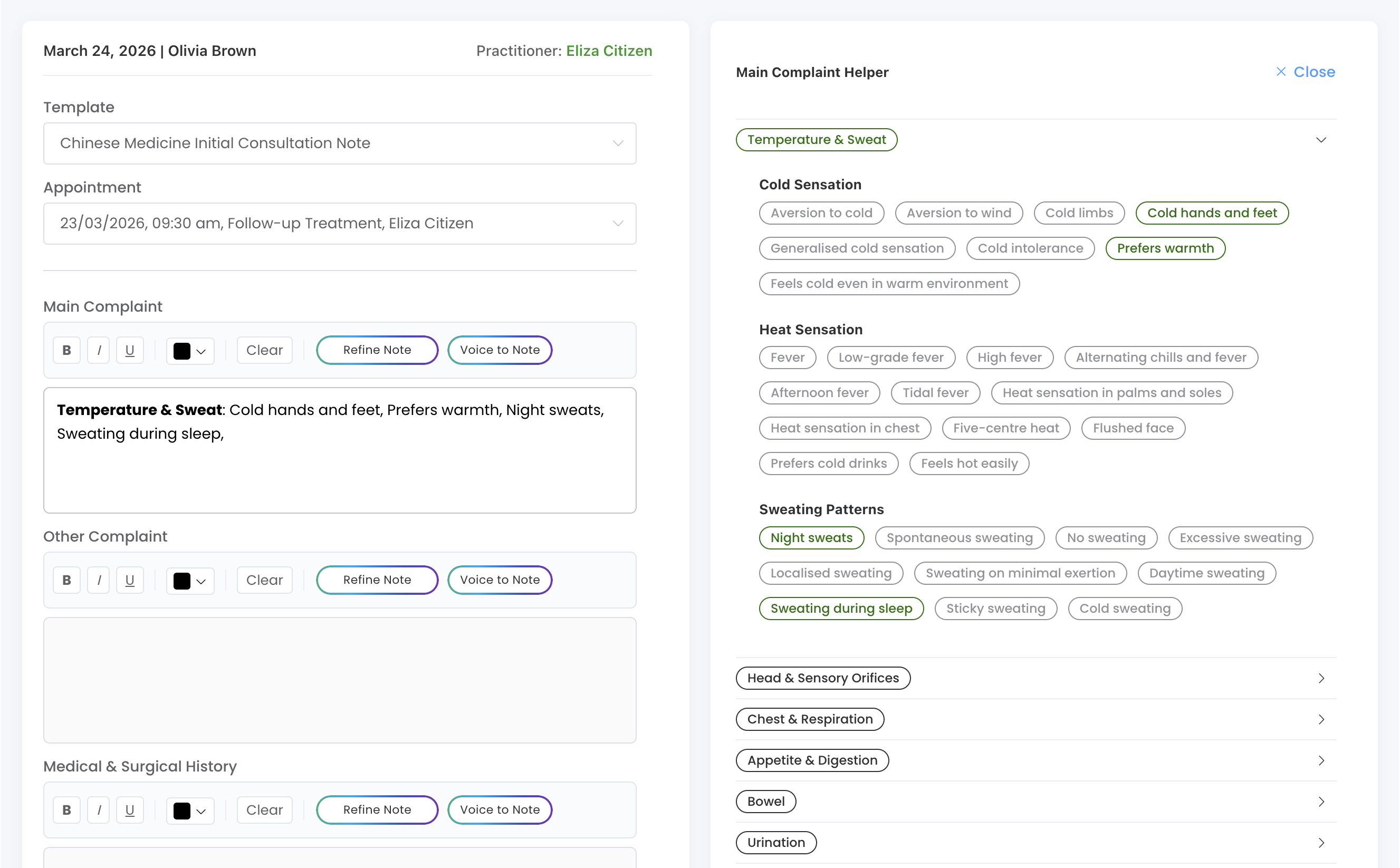 Clinical note helper