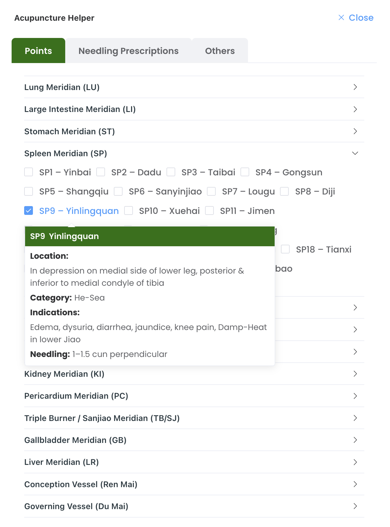 Acupuncture points helper