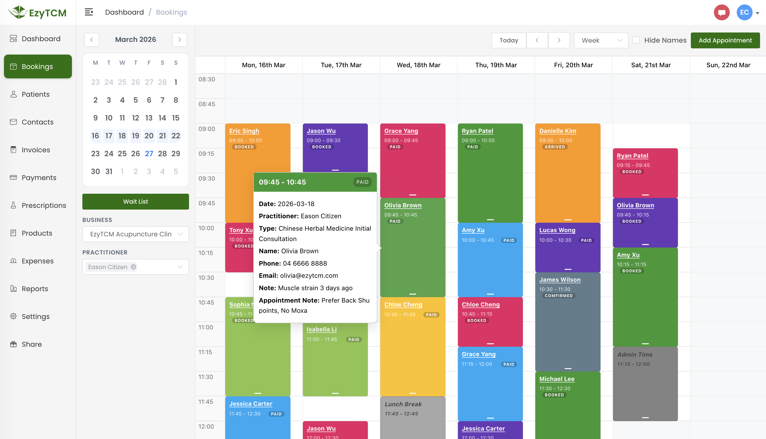 Booking calendar board